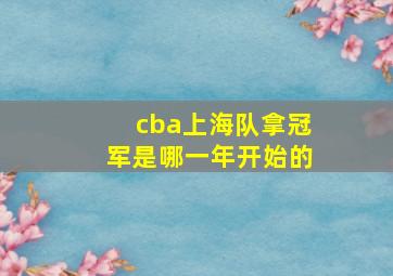 cba上海队拿冠军是哪一年开始的