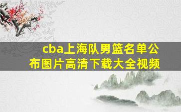 cba上海队男篮名单公布图片高清下载大全视频