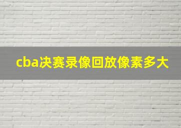 cba决赛录像回放像素多大