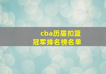 cba历届扣篮冠军排名榜名单