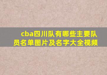 cba四川队有哪些主要队员名单图片及名字大全视频