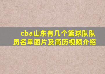 cba山东有几个篮球队队员名单图片及简历视频介绍