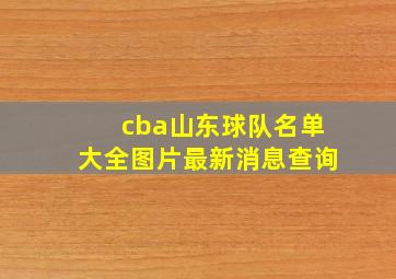 cba山东球队名单大全图片最新消息查询