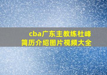 cba广东主教练杜峰简历介绍图片视频大全