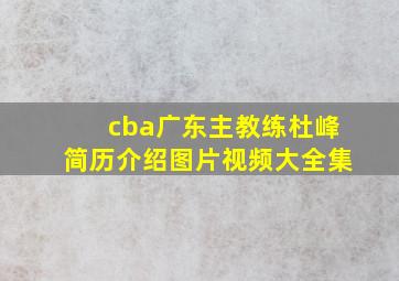 cba广东主教练杜峰简历介绍图片视频大全集