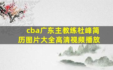 cba广东主教练杜峰简历图片大全高清视频播放