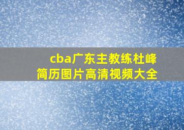 cba广东主教练杜峰简历图片高清视频大全