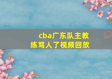 cba广东队主教练骂人了视频回放