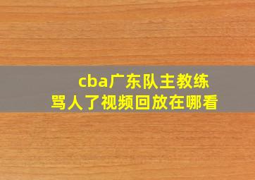 cba广东队主教练骂人了视频回放在哪看