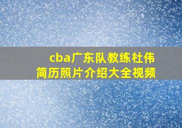 cba广东队教练杜伟简历照片介绍大全视频