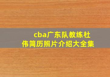 cba广东队教练杜伟简历照片介绍大全集