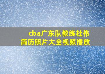 cba广东队教练杜伟简历照片大全视频播放