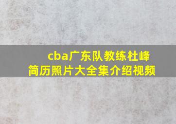 cba广东队教练杜峰简历照片大全集介绍视频