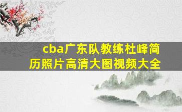 cba广东队教练杜峰简历照片高清大图视频大全