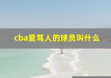 cba爱骂人的球员叫什么