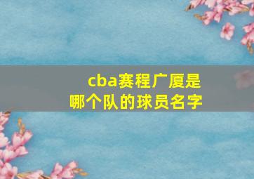 cba赛程广厦是哪个队的球员名字