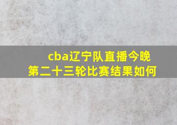 cba辽宁队直播今晚第二十三轮比赛结果如何