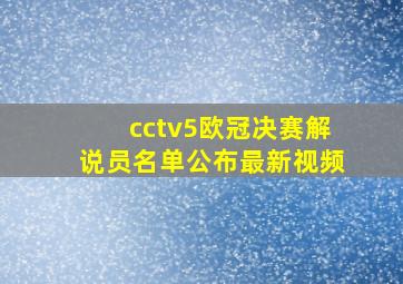 cctv5欧冠决赛解说员名单公布最新视频