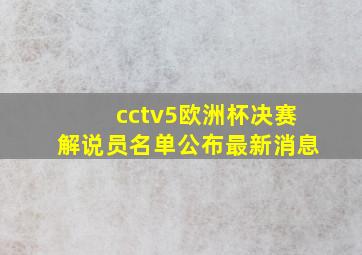 cctv5欧洲杯决赛解说员名单公布最新消息