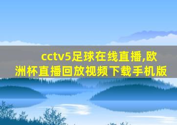 cctv5足球在线直播,欧洲杯直播回放视频下载手机版