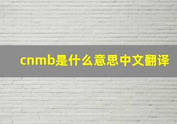 cnmb是什么意思中文翻译