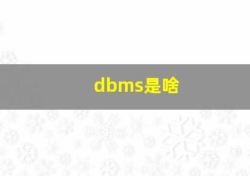 dbms是啥