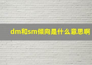 dm和sm倾向是什么意思啊