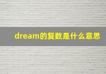 dream的复数是什么意思