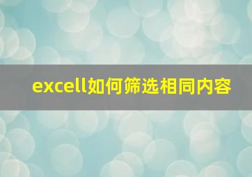 excell如何筛选相同内容