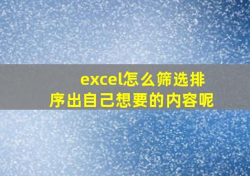 excel怎么筛选排序出自己想要的内容呢