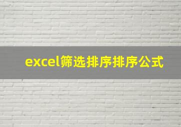 excel筛选排序排序公式