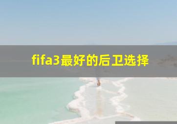 fifa3最好的后卫选择