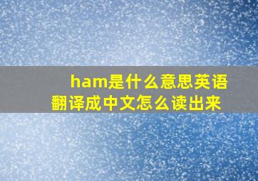 ham是什么意思英语翻译成中文怎么读出来