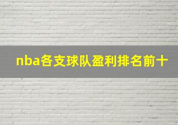 nba各支球队盈利排名前十