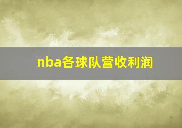 nba各球队营收利润