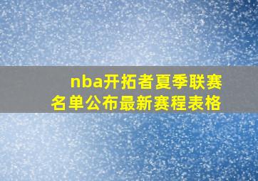 nba开拓者夏季联赛名单公布最新赛程表格