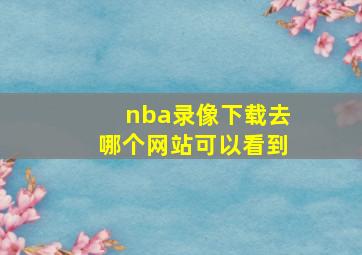 nba录像下载去哪个网站可以看到