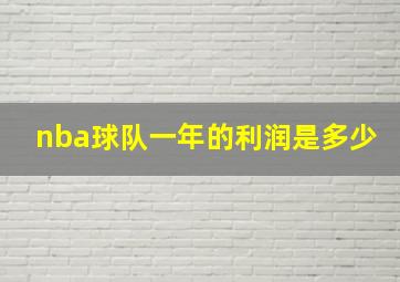 nba球队一年的利润是多少