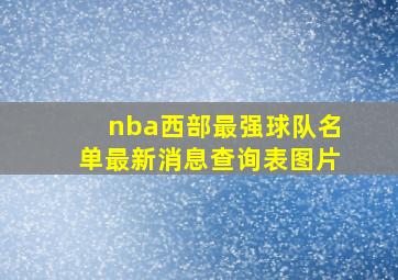 nba西部最强球队名单最新消息查询表图片