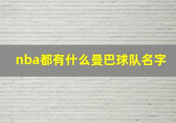 nba都有什么曼巴球队名字