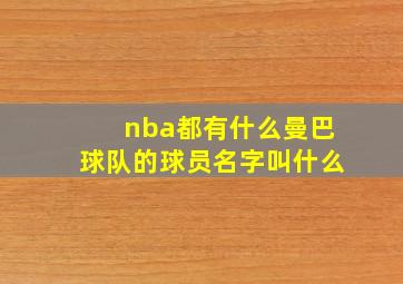 nba都有什么曼巴球队的球员名字叫什么