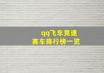 qq飞车竞速赛车排行榜一览