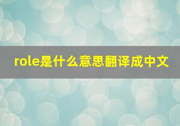 role是什么意思翻译成中文