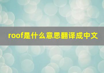 roof是什么意思翻译成中文