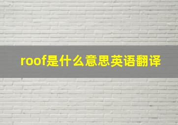 roof是什么意思英语翻译