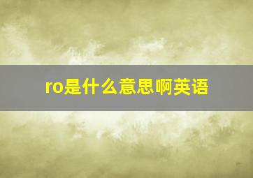 ro是什么意思啊英语