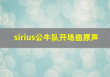 sirius公牛队开场曲原声