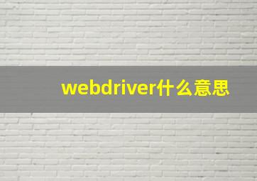 webdriver什么意思