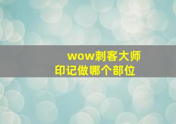 wow刺客大师印记做哪个部位