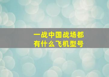 一战中国战场都有什么飞机型号